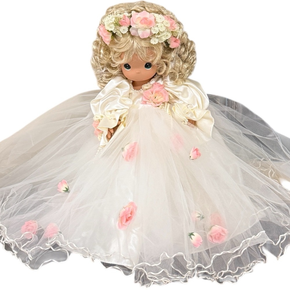 Precious moment Elegant Cream and Pink Doll 15” tall